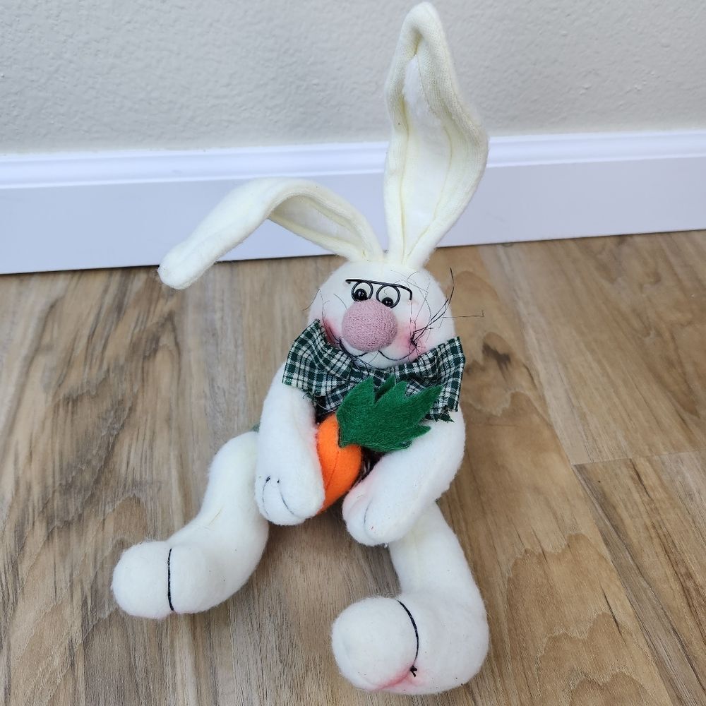 🎵Rustic Posable Shelf Sitter Bunny & Carrot - Picture 4 of 12